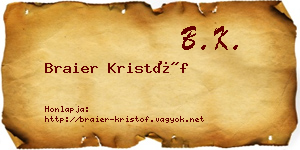 Braier Kristóf névjegykártya